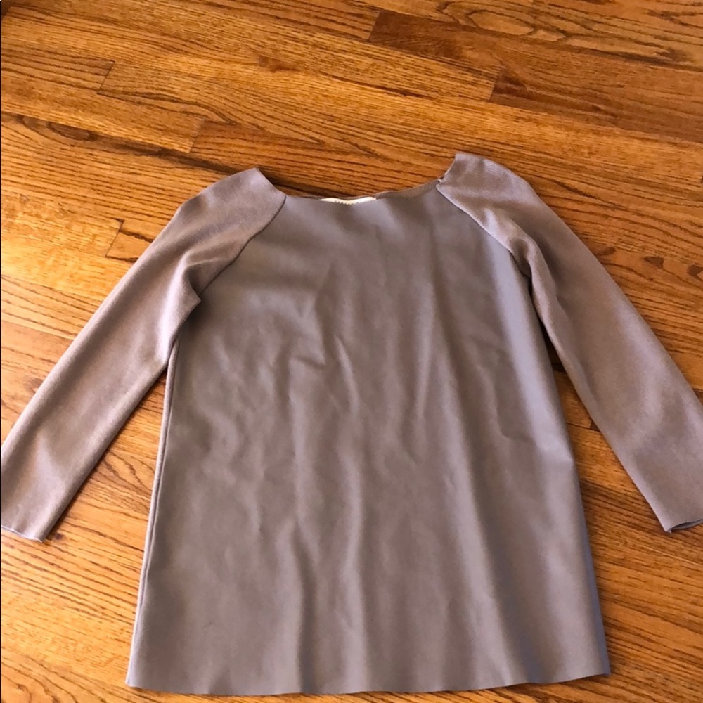 Zara taupe faux leather front panel top
